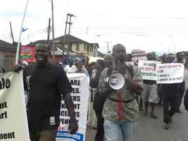 Protesters on the street in Port Harcourt during WHD 2010